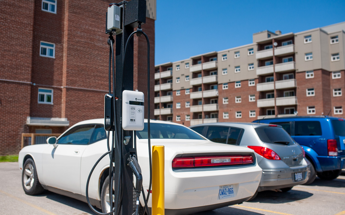 One of Skyline's 900+ shared chargers at their multifamily properties